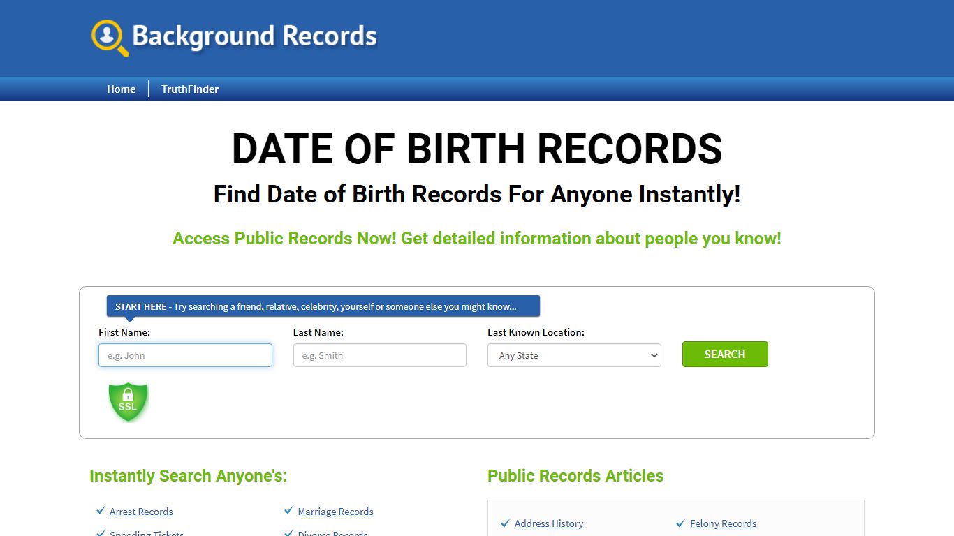 Find Date Of Birth Records For Anyone - Background Records
