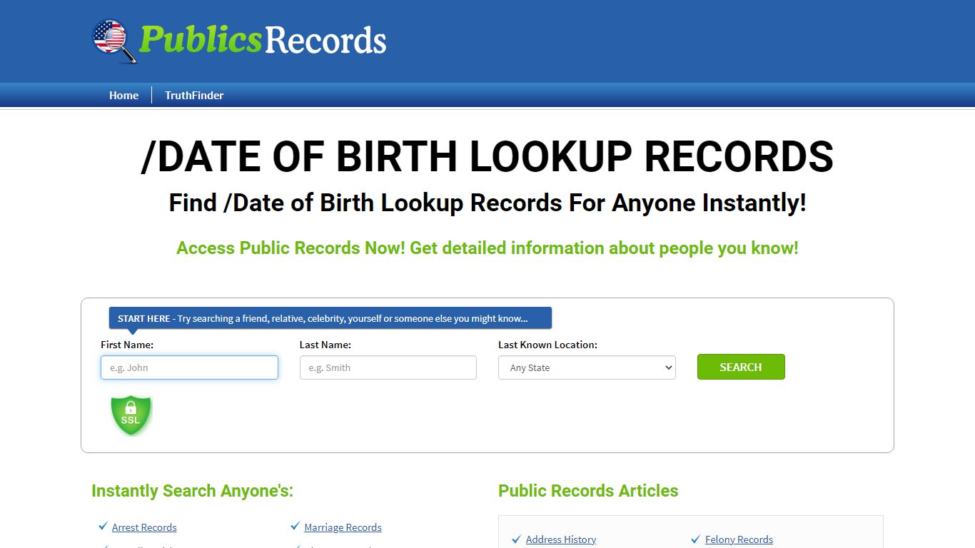 Find /Date of Birth Lookup Records For Anyone Instantly!